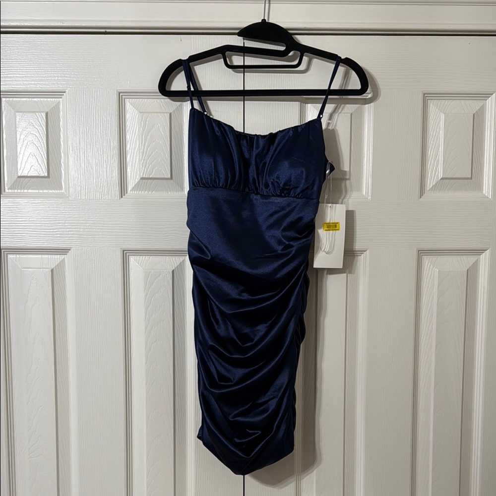 Honey and Rosie Blue Ruched Bodycon Mini Dress